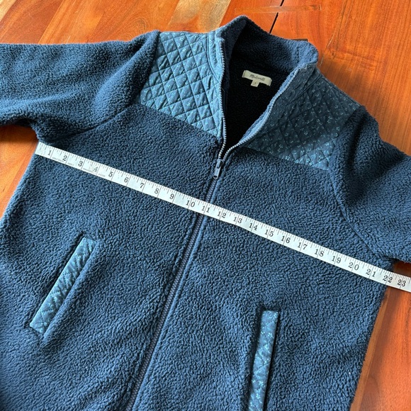 Madewell Navy Sherpa Zip Front Jacket with floral details - Picture 9 of 11
